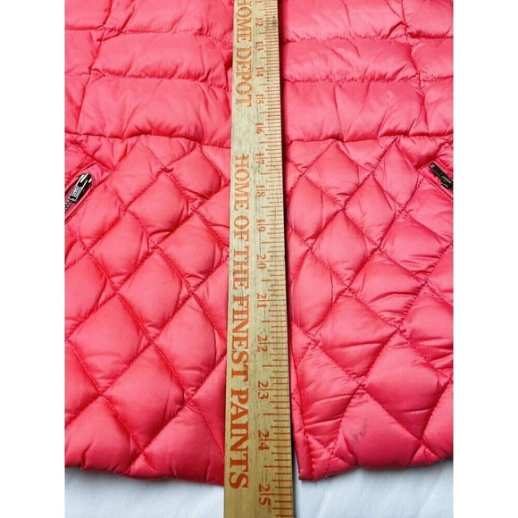Talbots Down Quilted Puffer Vest Sz M Salmon Pink Womens Sleeveless Zip Pockets - Picture 9 of 11